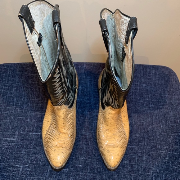 Vintage | Shoes | Vintage Python Leather Cowboy Boots | Poshmark